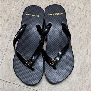 Tory Burch Black low Wedge Sandals size 6M